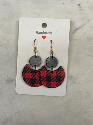 Gingham Dangle Red Earrings