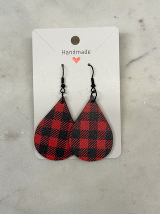 Gingham Dangle Red Earrings