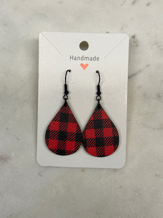 Gingham Dangle Red Earrings