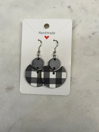 Gingham Dangle White Earrings