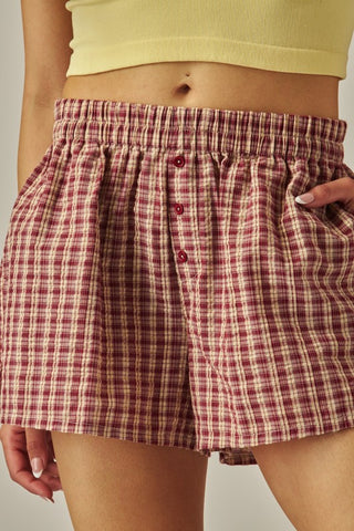 Love Poem Plaid Boxer Shorts - Red Jam