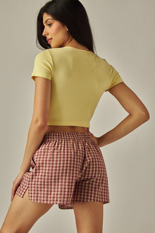 Love Poem Plaid Boxer Shorts - Red Jam