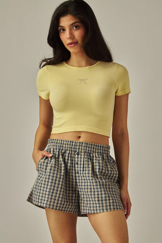 Love Poem Plaid Navy Boxer Shorts