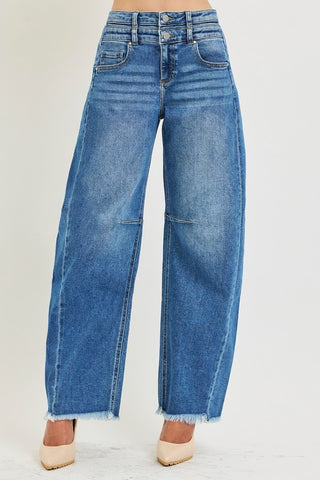 RISEN Double Waistband Slouchy Barrel Jeans