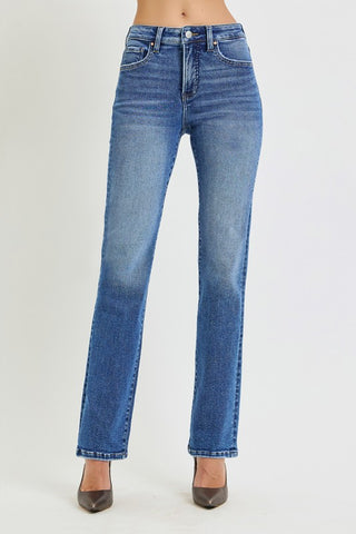 Risen Tummy Control High Rise Straight Leg Jeans