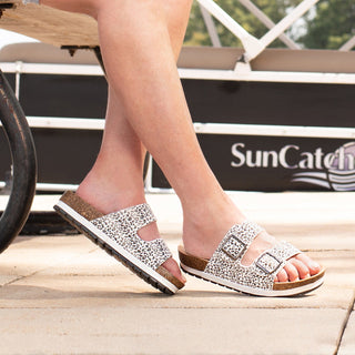 Grey Leopard Beach Babe Slides