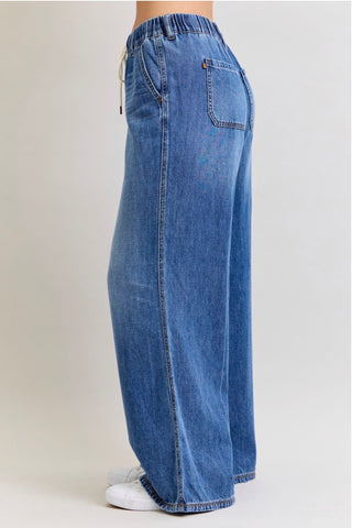 Judy Blue HW Palazzo Featherweight Jeans – Elastic Waistband