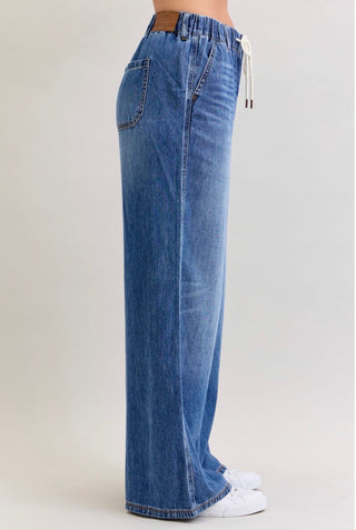 Judy Blue HW Palazzo Featherweight Jeans – Elastic Waistband
