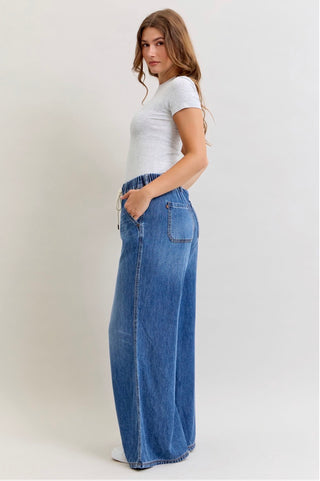Judy Blue HW Palazzo Featherweight Jeans – Elastic Waistband