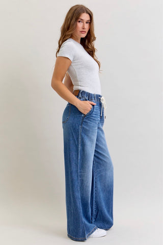 Judy Blue HW Palazzo Featherweight Jeans – Elastic Waistband