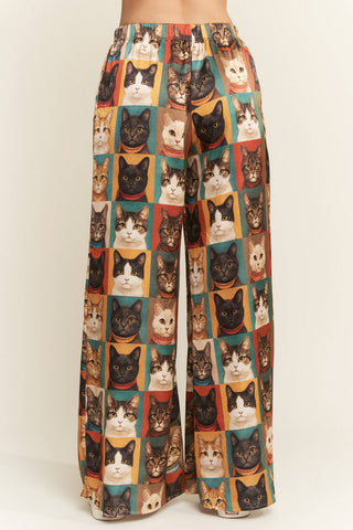 Cat Week Collage Wide Leg Pants