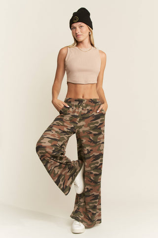 JADE BY JANE - ARMY CAMO WIDE LEG PANTS: CAMOUFLAGE / S