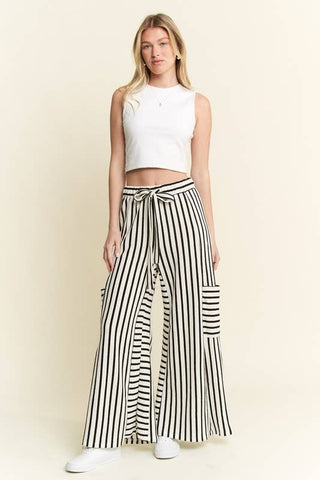 Navy Stripe Wide Leg Pants – Casual Chic Comfort