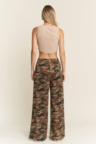 JADE BY JANE - ARMY CAMO WIDE LEG PANTS: CAMOUFLAGE / S