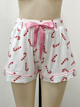 Candy Cane Holiday Christmas Pajama Shorts