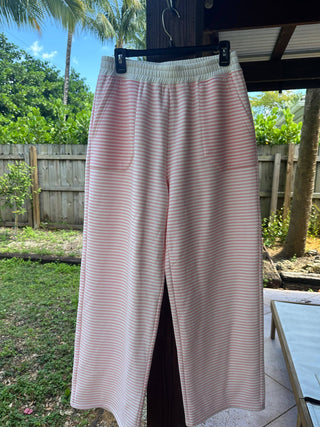 Pink Stripe Wide‑Leg Lounge Pants – Sunkissed Coconut