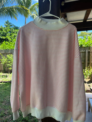 Pink Stripe Oversized Crewneck Sweatshirt – Sunkissed Coconut