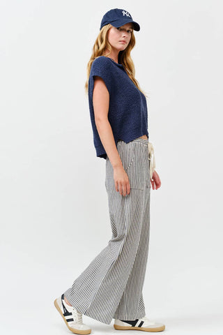 Harbor Stripe Drawstring Wide Leg Pants