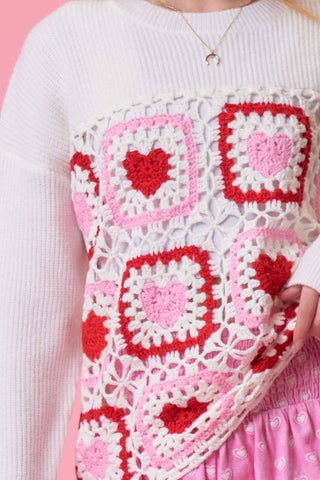 Heart Crochet Valentine Sweater