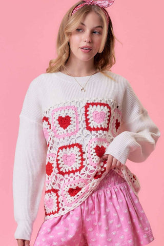 Heart Crochet Valentine Sweater