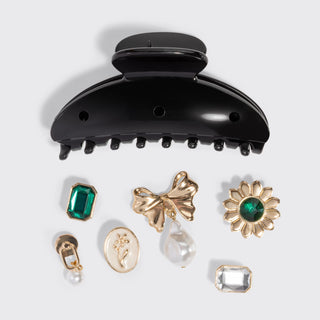 KitschPop™ Curved Claw Clip 7pc Set – Vintage Black