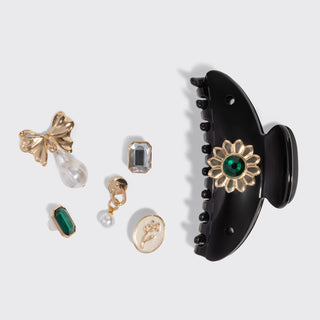 KitschPop™ Curved Claw Clip 7pc Set – Vintage Black