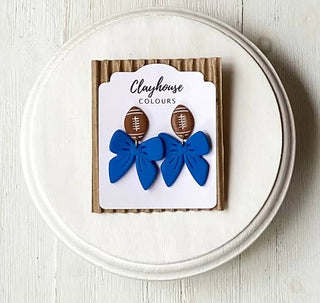 Clayhouse Colours - Game Day Football Earrings   : Blue