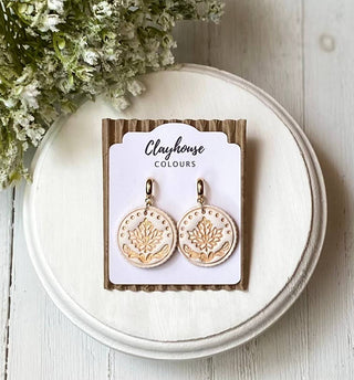 Clayhouse Colours - Pumpkin Earrings : Maple Leaves with Hoops