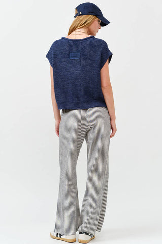 Harbor Stripe Drawstring Wide Leg Pants
