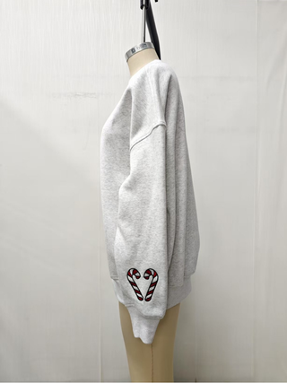 Sunkissed Coconut - Tipsy Santa Christmas Embroidered Sweatshirt: Pearl Grey