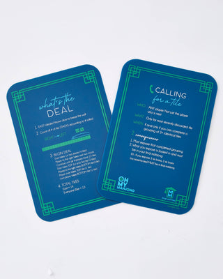 Oh My Mahjong – Blue Mahjong Shufflers | Mahjong Quick Reference Cards