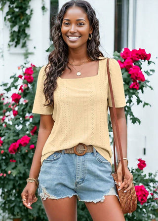 Square Neck Eyelet Top