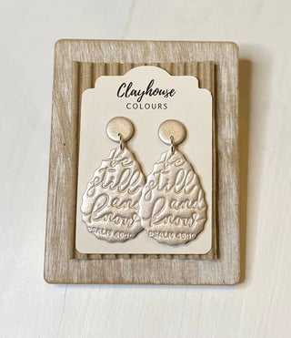Clayhouse Colours - Psalm 46:10 Dangles: Pearl
