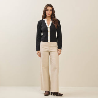 ABLE Contrast Trim Cardigan – Black