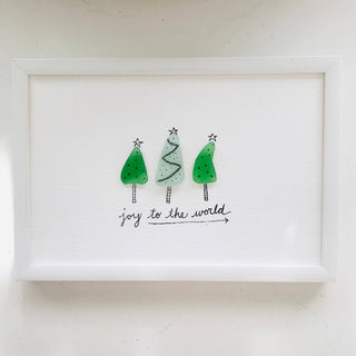 Sook & Hook - Christmas Trees Sea Glass Art: Joy to the World