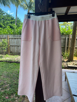 Pink Stripe Wide‑Leg Lounge Pants – Sunkissed Coconut