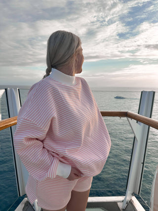 Pink Stripe Oversized Crewneck Sweatshirt – Sunkissed Coconut