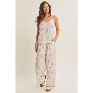 Seashell Wide-Leg Drawstring Pants