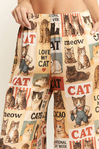 Cat Week Collage Wide Leg Pants