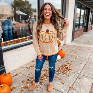 Crossed Arrows Clothing Floral Pumpkin Knit Sweater