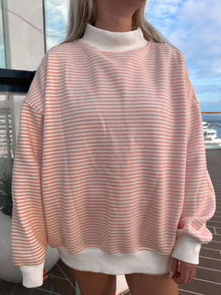 Pink Stripe Oversized Crewneck Sweatshirt – Sunkissed Coconut