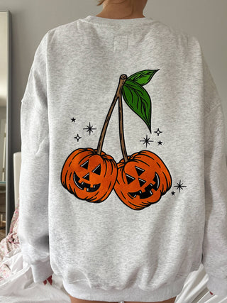 Pumpkin Cherries Embroidered Crewneck Sweatshirt – Sunkissed Coconut