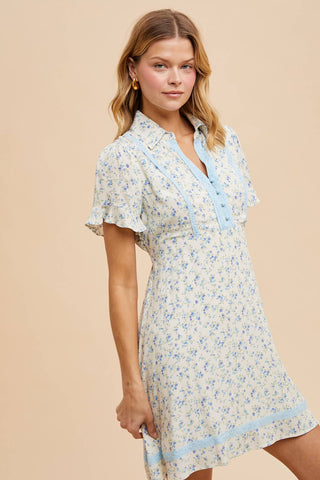 In Loom Floral Collar Mini Dress