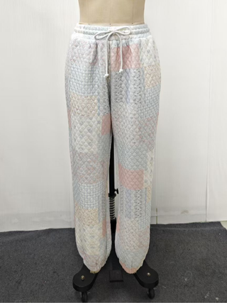 Blue Cottagecore Patchwork Quilted Joggers
