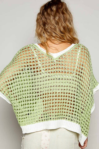 Pol Clothing - Round neck sleeveless floral thin sweater top SALE: BLACK/BEIGE / L