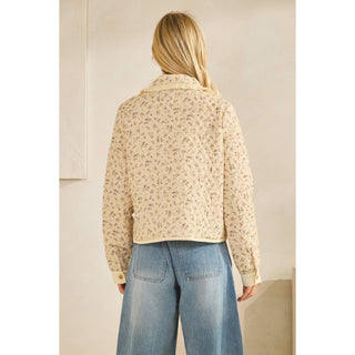 IVE - Quilted Ruffled Collar String Jacket: OATMEAL FLORAL / S-M-L-XL(2-2-2-2)