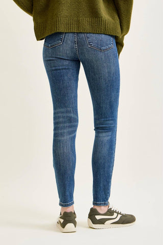 Judy Blue Mid Rise Dark Wash Tummy Control Destroy Skinny Jeans