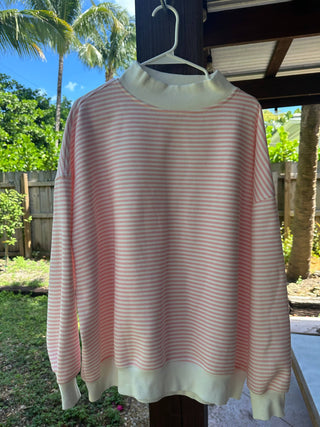 Pink Stripe Oversized Crewneck Sweatshirt – Sunkissed Coconut