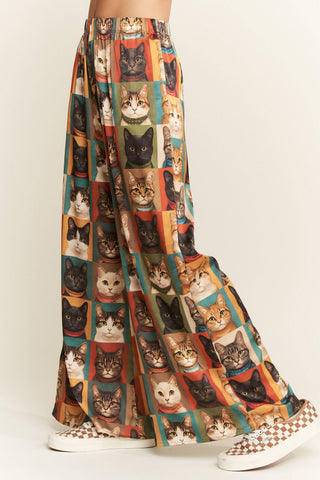 Cat Week Collage Wide Leg Pants