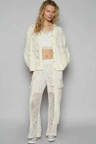 Pol Lace Balloon Sleeves Knit Jacket